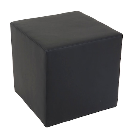 Interion By Global Industrial Ottoman, 18 in W, 18 in H, Synthetic Leather, Black 695630BK-AM